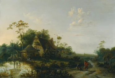 Landscape with Figures Passing by a Cottage and a Pond